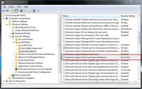 interactive logon smart card removal behavior|active directory smart card configuration.